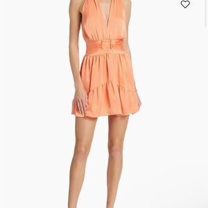 Ramy Brook Clover Satin Halter Minidress